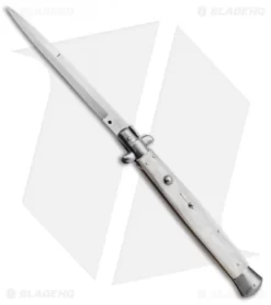 SKM 13" Italian Stiletto Automatic Knife White Pearlex (5.7" Satin Bayo)