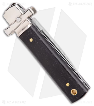 AGA 6" Lever Lock Automatic Italian Knife Ebony W/Cross Bolsters (2.5" Polish) - Image 3