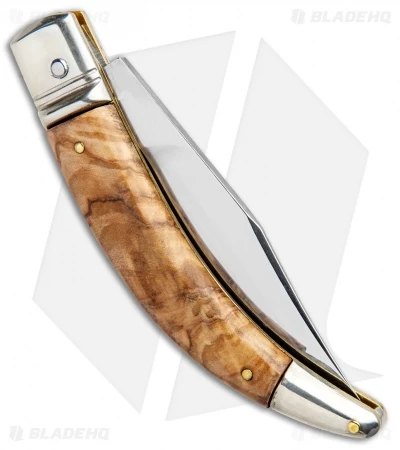 AGA Campolin Diana Lever Lock Automatic Knife Olive Wood (3.75" Satin) - Image 3