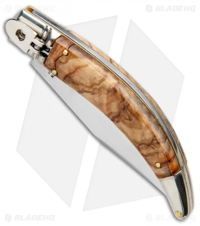 AGA Campolin Diana Lever Lock Automatic Knife Olive Wood (3.75" Satin) - Image 2