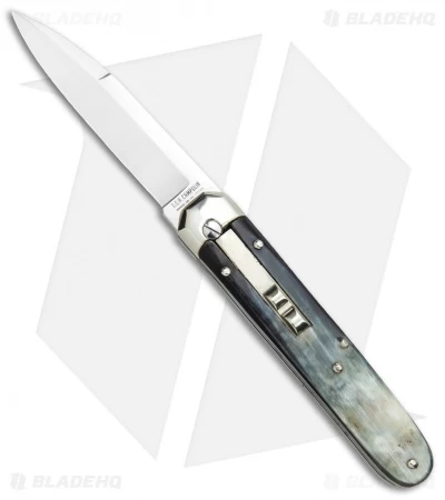 AGA Campolin Baron Automatic Knife Dark Horn (3.75" Satin)