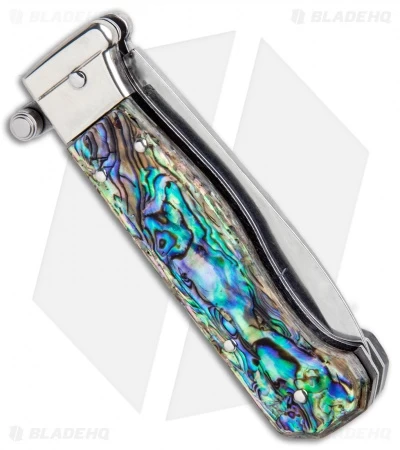 AGA Campolin Piccolo Italian Stiletto Automatic Knife Abalone (2.8" Satin) - Image 3