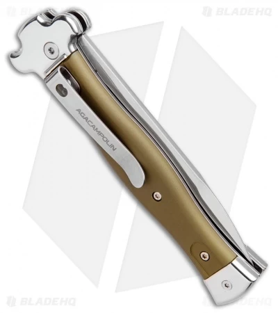 AGA Campolin Zero Bayo Leverlock Automatic Knife ODGreen Aluminum (3.75" Satin) - Image 3