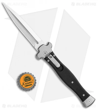 AGA Campolin Zero Dagger Leverlock Automatic Knife Black G-10 (3.75" Satin) - Image 4