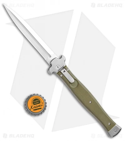 AGA Campolin Zero+ Dagger Leverlock Automatic Knife Green G-10 (4.25" Satin) 2.0 - Image 4