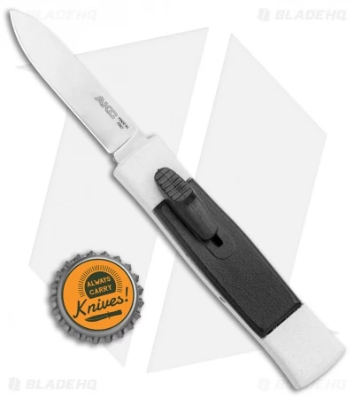 AKC Minion Concord Spear Point OTF Automatic Knife White/Black (2.4" Satin) - Image 4