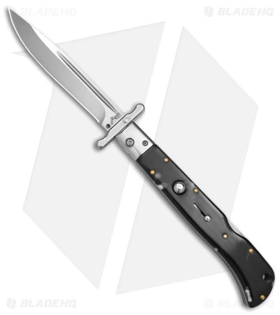 Italian Style 11" Roma Automatic Swinguard Drop Point Marbled (4.6" Polished)