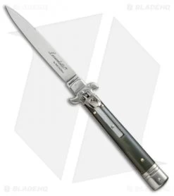 AKC Leverletto 9" Lever Lock Automatic Italian Knife Brazilian Horn (4" Satin)