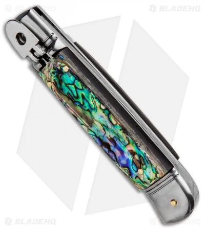 AKC Classic 8" Lever Lock Automatic Italian Knife Abalone (3.2" Damascus) - Image 2