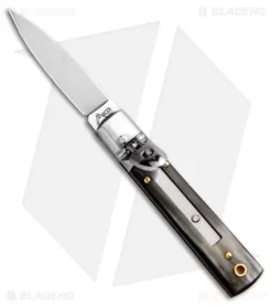 AKC Classic 6" Lever Lock Automatic Italian Knife Brazilian Horn (2.25" Satin)