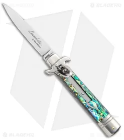 AKC Leverletto 7.75" Automatic Italian Stiletto Abalone (3.25" Satin Flat)