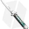 AKC Leverletto 7.75" Automatic Italian Stiletto Abalone (3.25" Satin Bayo)