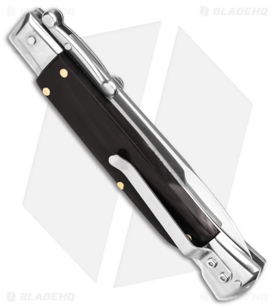 AKC Swinguard 9" Automatic Italian Stiletto Ebony (4" Satin Bayonet) - Image 3