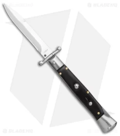 AKC Swinguard 9" Automatic Italian Stiletto Ebony (4" Satin Bayonet)