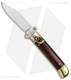 SKM 8" Lever Lock Italian Auto Cocobolo W/ Brass Bolster (3.2" Polish)