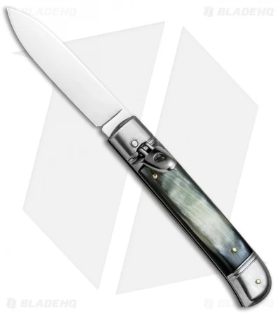 SKM Classic 8" Lever Lock Automatic Italian Knife Brazilian Horn (3.2" Polish)
