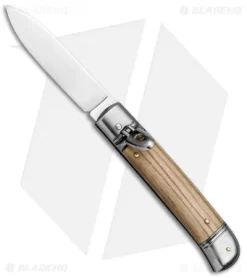 SKM Classic 8" Lever Lock Automatic Italian Knife Olive Wood (3.2" Polish Flat)