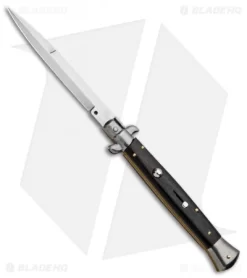 Frank B 11" Italian Stiletto Bayonet Automatic Knife Ebony Wood (5" Satin)