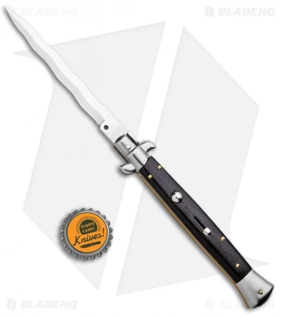 Frank B 11" Italian Stiletto Kris Automatic Knife Ebony (5" Polish) - Image 4