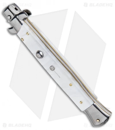 Frank B 11" Italian Stiletto Kris Automatic Knife White Acrylic (5" Polish) - Image 2