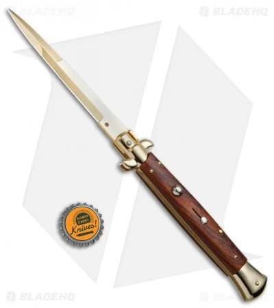Frank B 11" Italian Stiletto Knife Gold Plated Cocobolo (5" Gold Bayo) - Image 4