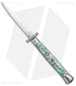 Frank B 11" Italian Stiletto Swinguard Abalone (5" Satin Dagger)
