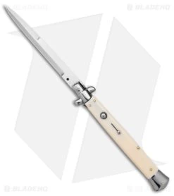 Frank B 13" Italian Stiletto Automatic Knife Sim Ivory (6" Satin Bayo)