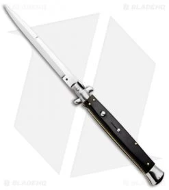 Frank B. 13" Italian Stiletto Bayonet Automatic Knife Black (6" Satin)