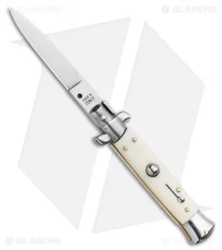 Frank B. 7.5" Italian Stiletto Automatic Knife Sim Ivory (3.5" Polish Flat)