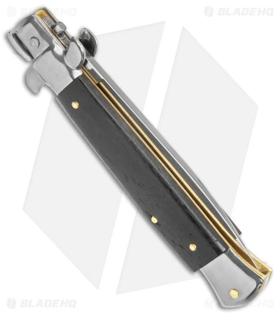 Frank B 9" Italian Stiletto Spear Point Automatic Knife Ebony (4" Satin) - Image 3