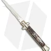 Frank B 9" Italian Stiletto Kris Automatic Knife Stag (4" Gold)