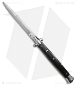 SKM 13" Italian Stiletto Bayonet Automatic Knife Dark Horn (6" Satin)