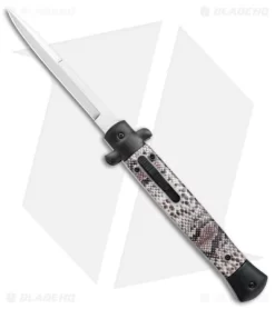 Mago 11" Stiletto OTF Automatic Knife Black Sidewinder W/o Clip (4.8" Satin)