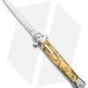 11" Stiletto OTF Automatic Knife Yellow Acrylic (4.8" Satin) Dagger W/o Clip