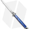 SKM 13" Italian Stiletto Automatic Knife Blue Pearlex (5.7" Satin Flat)
