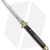 SKM 13" Italian Stiletto Automatic Knife Hardwood/Brass (5.7" Satin Bayonet)