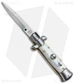 SKM 4.5" Italian Mini Stiletto Automatic Knife White Pearlex (Bayonet)