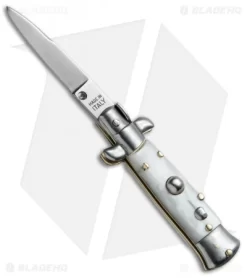 SKM 4.5" Italian Mini Stiletto Automatic Knife White Pearlex (Swedge)