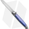SKM 9.5" Fancy Lever Lock Automatic Knife Blue Acrylic (4" Satin Bayo)