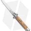 SKM 9" Italian Stiletto Automatic Knife Olive Wood (3.8" Satin Flat)