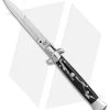SKM 9" Italian Stiletto Automatic Knife Sim Dark Horn (3.8" Satin Bayo)