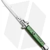 SKM 9" Italian Stiletto Automatic Knife Green Acrylic (4" Satin Bayonet)