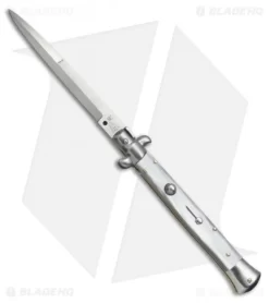 SKM AB 11" Italian Stiletto Automatic Knife Gray Pearlex (5" Satin Bayonet)