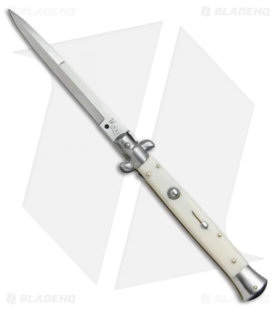 SKM AB 11" Italian Stiletto Automatic Knife Sim Bone (5" Satin Bayonet)