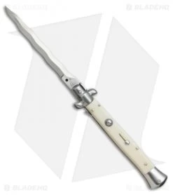 SKM AB 11" Italian Stiletto Automatic Knife Sim Bone (5" Satin Kriss)