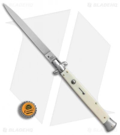 SKM AB 13" Italian Stiletto Automatic Knife Sim. Ivory (5.7" Satin Flat) - Image 4