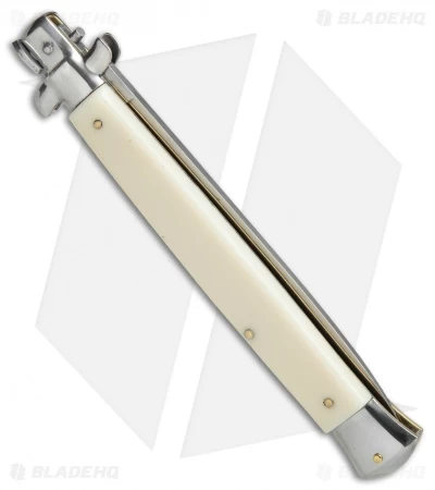 SKM AB 13" Italian Stiletto Automatic Knife Sim. Ivory (5.7" Satin Flat) - Image 2