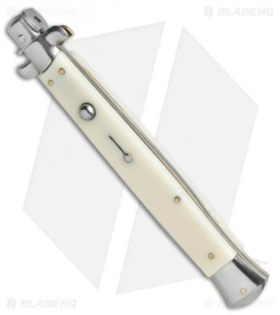 SKM AB 13" Italian Stiletto Automatic Knife Sim. Ivory (5.7" Satin Flat) - Image 3