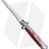 SKM AB 9" Italian Stiletto Automatic Knife Red Acrylic (3.8" Satin Kris)