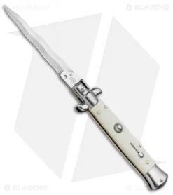SKM AB 9" Italian Stiletto Automatic Knife Sim Ivory (3.8" Satin Kris)